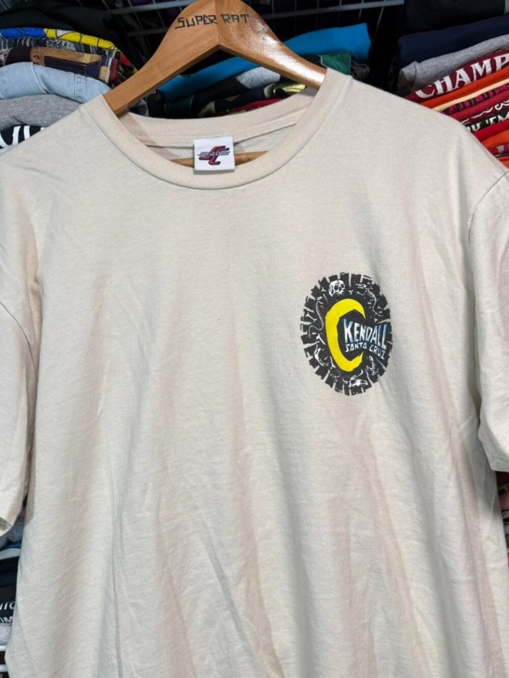 Santa Cruz skateboards Jeff Kendall Pro graphic t shirt cream